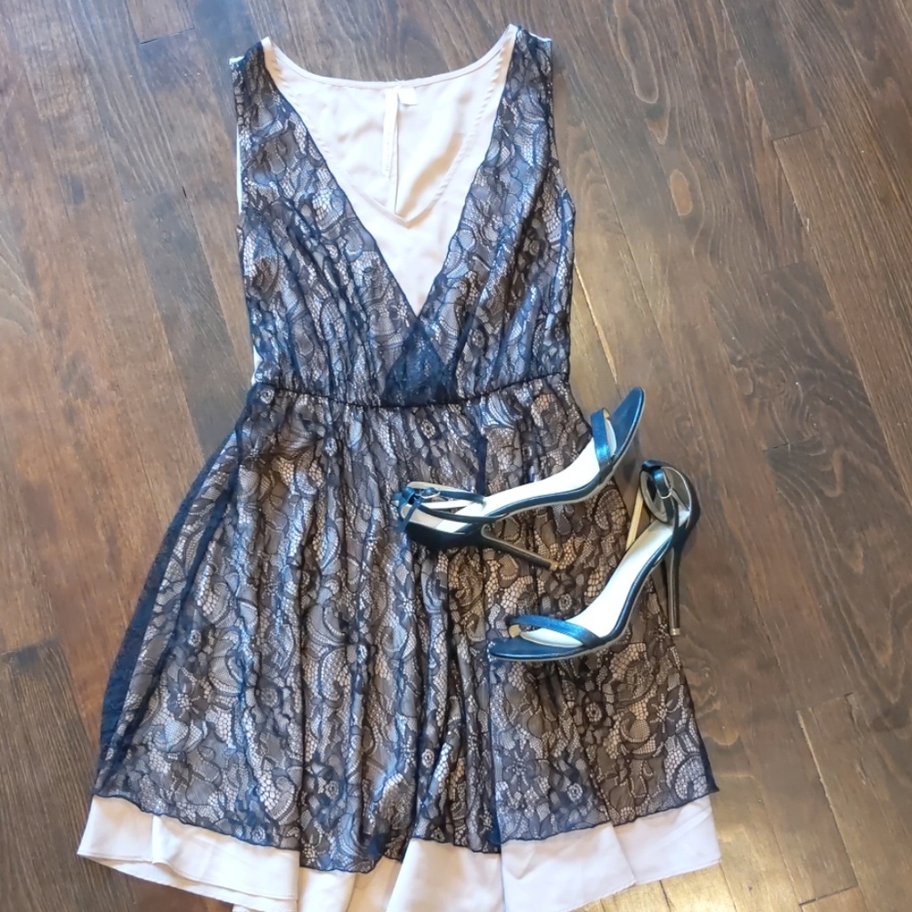 Black & tan cocktail dress